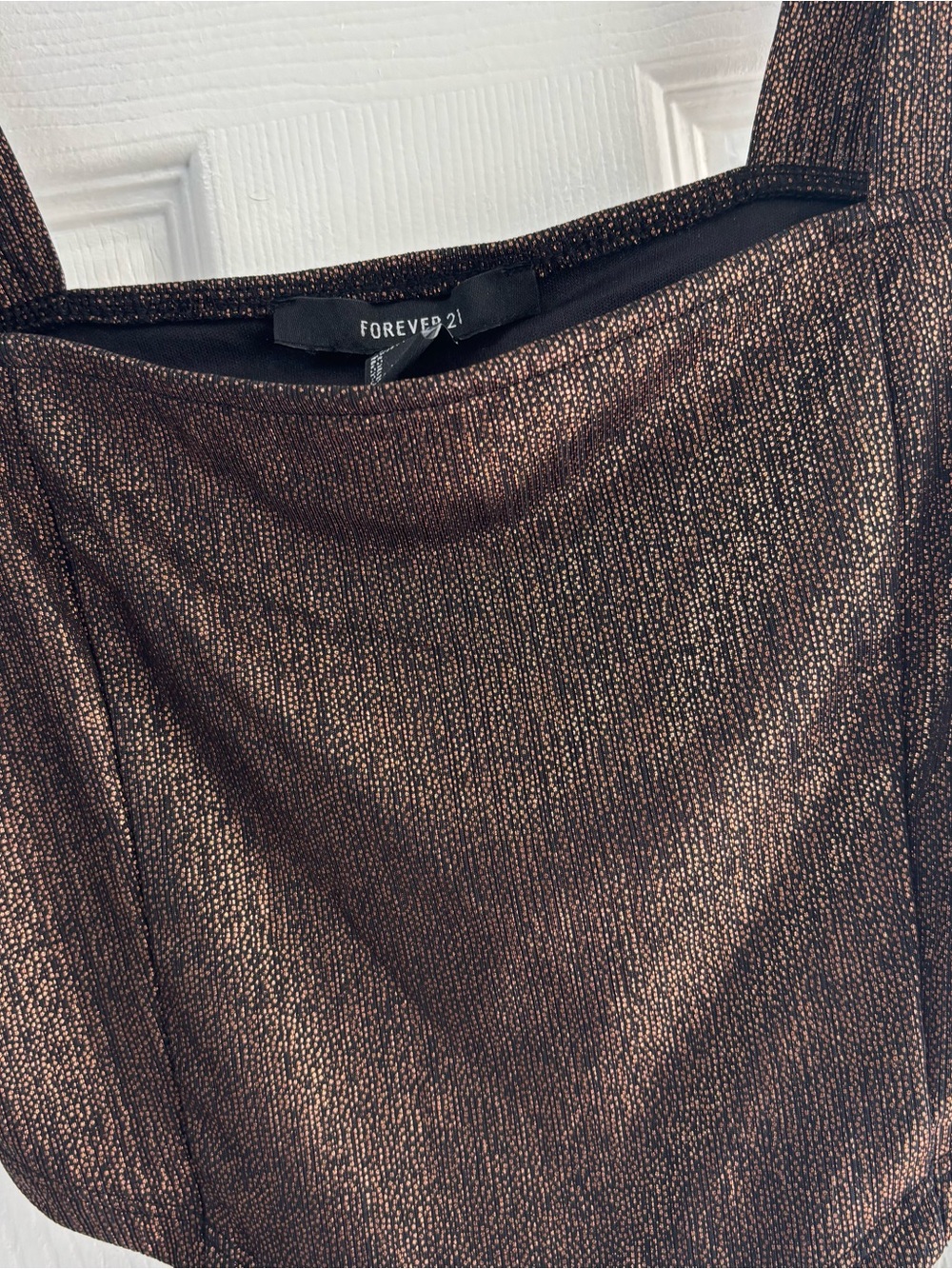 Forever 21 Metallic Party Crop Top Black and Brown Women’s Size Small - Picture 3 of 6